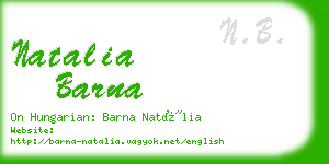 natalia barna business card